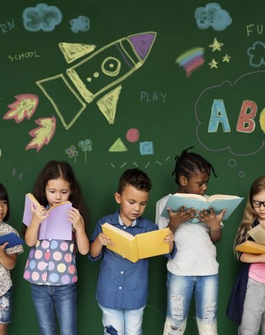 Diverse kids reading books